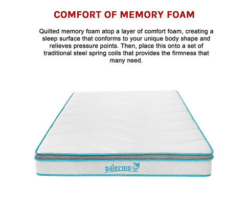 Palermo Double 20cm Memory Foam and Innerspring Hybrid Mattress