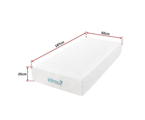 Palermo Single 25cm Gel Memory Foam Mattress - Dual-Layered - CertiPUR-US Certified