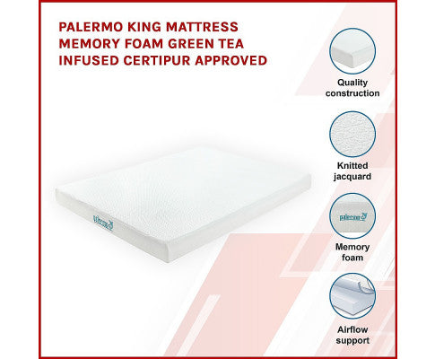 Palermo King Mattress Memory Foam Green Tea Infused CertiPUR Approved