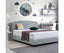 Linen Fabric King Bed Curved Headboard Bedhead - Stone Grey