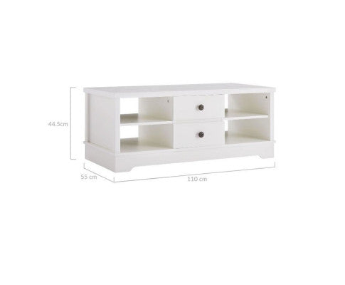 Margaux White Coastal Style Coffee Table with Drawers