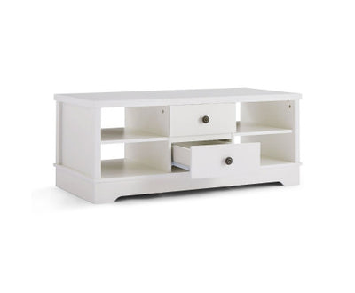 Margaux White Coastal Style Coffee Table with Drawers