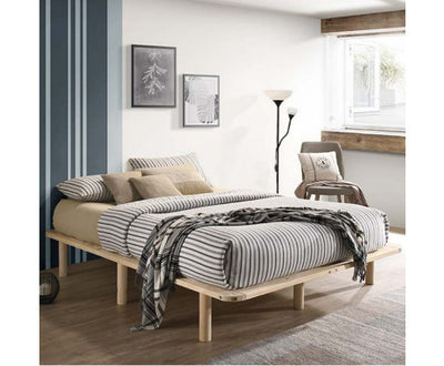 Platform Bed Base Frame Wooden Natural Double Pinewood