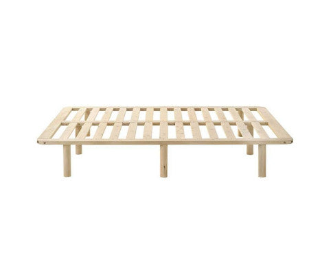 Platform Bed Base Frame Wooden Natural Double Pinewood