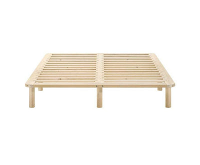 Platform Bed Base Frame Wooden Natural King Pinewood