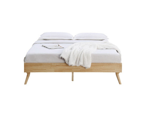 Natural Oak Ensemble Bed Frame Wooden Slat Queen