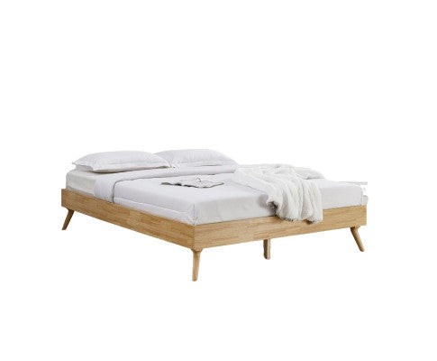 Natural Oak Ensemble Bed Frame Wooden Slat Queen