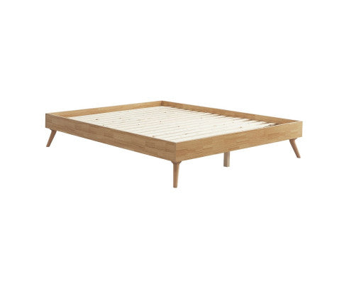 Natural Oak Ensemble Bed Frame Wooden Slat Queen