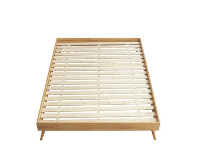 Natural Oak Ensemble Bed Frame Wooden Slat Queen