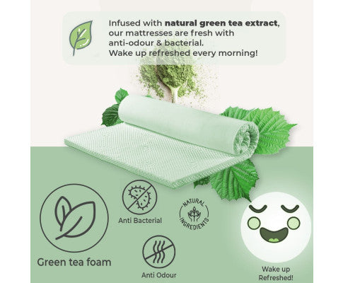 Green Tea Cool Gel Memory Foam Mattress 36cm 5 Zone King Single