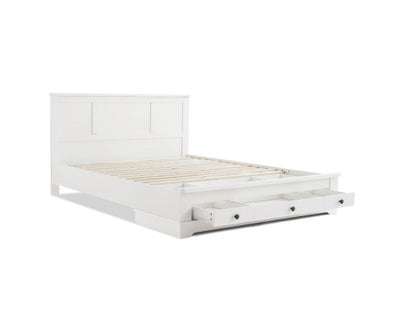 Margaux White Coastal Lifestyle Bedframe with Storage Drawers Double