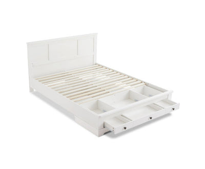 Margaux White Coastal Lifestyle Bedframe with Storage Drawers Double