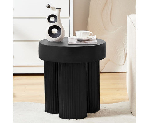 Maya Ribbed Black Side Table