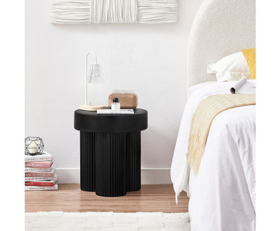 Maya Ribbed Black Side Table