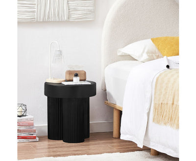 Maya Ribbed Black Side Table