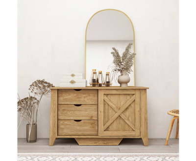 Mica Wooden Sliding door Sideboard with 3 Drawers