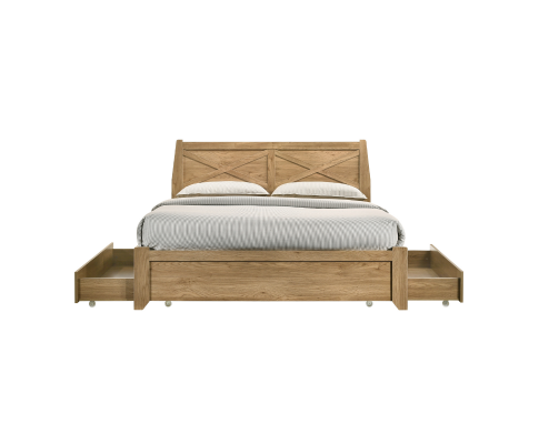 Mica Natural Wooden Bed Frame with Storage Drawers King