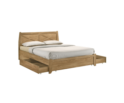 Mica Natural Wooden Bed Frame with Storage Drawers King