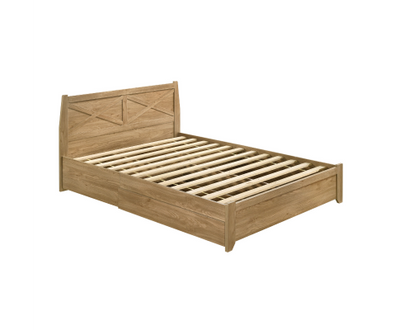 Mica Natural Wooden Bed Frame with Storage Drawers King