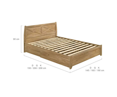 Mica Natural Wooden Bed Frame with Storage Drawers King