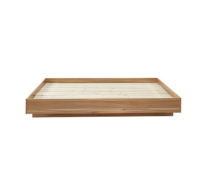 Walnut Oak Wood Floating Bed Base Double