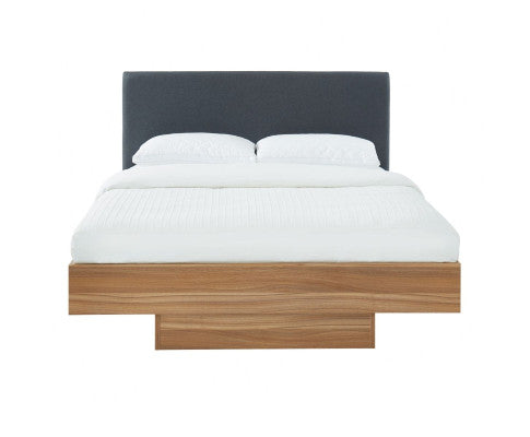 Walnut Oak Wood Floating Bed Frame King