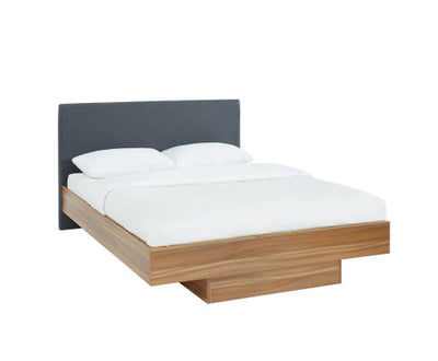 Walnut Oak Wood Floating Bed Frame King