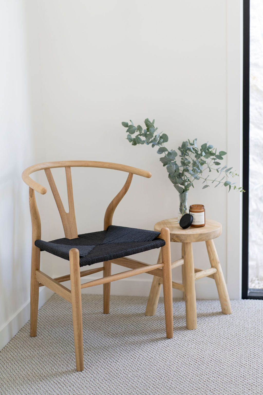 Cross Over Designer Chair - Natural Oak with Black Cord