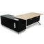 1.95m Executive Desk Right Return - Black Frame with Natural Top and Drawers