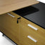 1.95m Executive Desk Right Return - Black Frame with Natural Top and Drawers