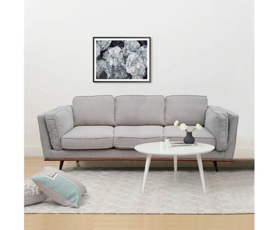 3 Seater Sofa Beige Fabric Modern Lounge Set for Living Room Couch with Wooden Frame