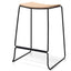 Bar Stool With Natural Timber Seat - Black Frame