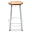 65cm Bar Stool - Natural Timber Seat - White Frame