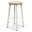 65cm Bar Stool - Natural Timber Seat - White Frame