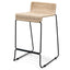 Bar Stool With Natural Cord Seat - Black Frame
