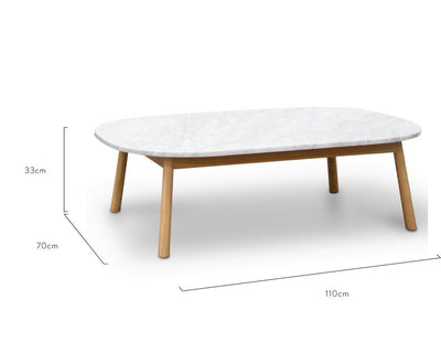 110cm Marble Coffee Table - Natural Base