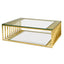 1.3m Glass Coffee Table - Gold Base