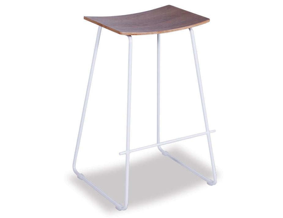 Hudson Stool - White - Walnut