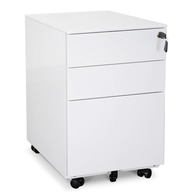 3 Drawers Mobile Pedestal - White