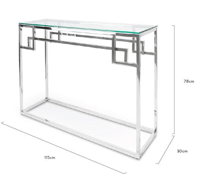 1.15m Console Glass Table - Stainless Steel Base