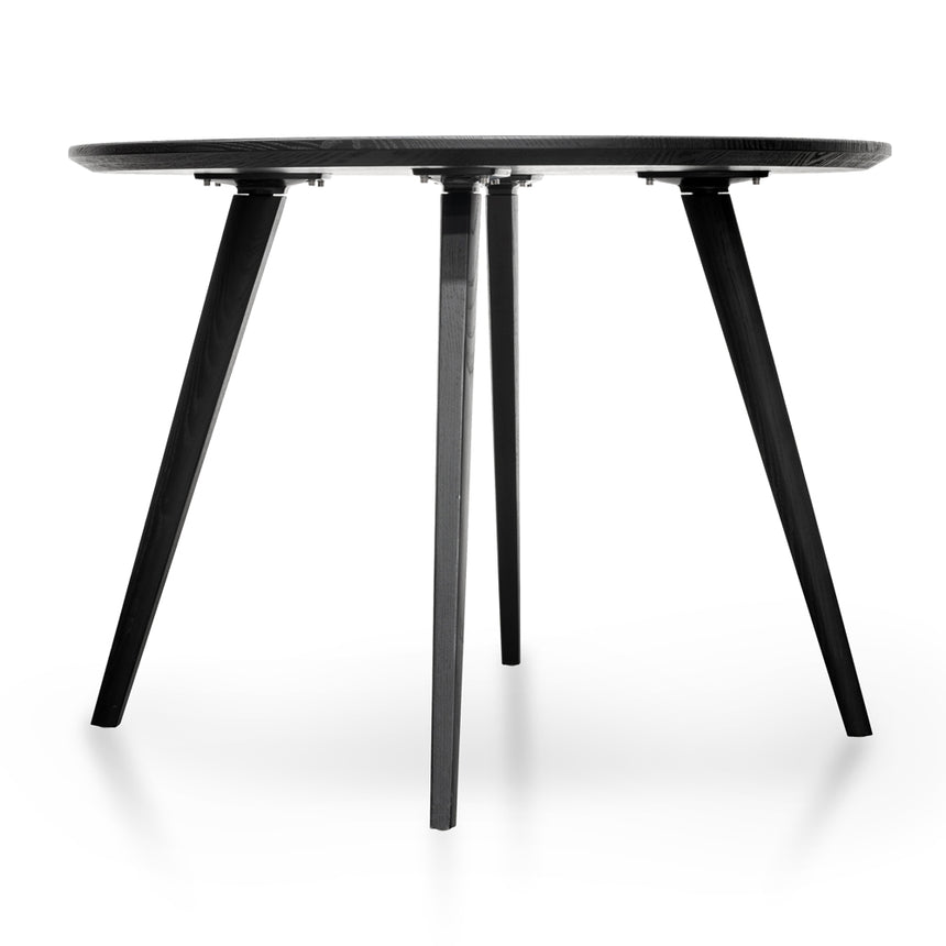 100cm Round Dining Table - Black Veneer Top - Black Legs