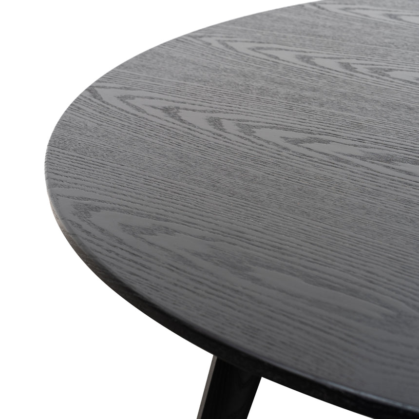 100cm Round Dining Table - Black Veneer Top - Black Legs