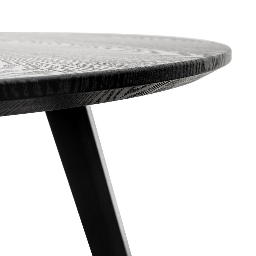 100cm Round Dining Table - Black Veneer Top - Black Legs