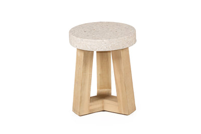 eTerrazzo Elkstone Stool - Ivory Coast with Ivory Washed Legs