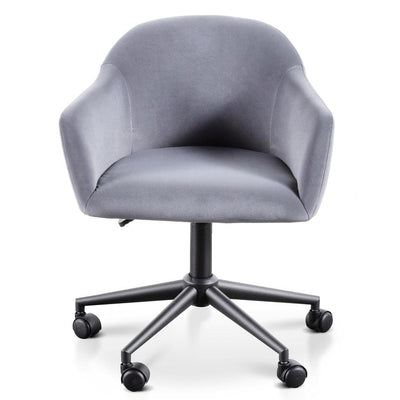 Charcoal Velvet office Chair - Black Base