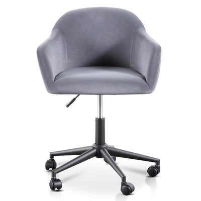 Charcoal Velvet office Chair - Black Base