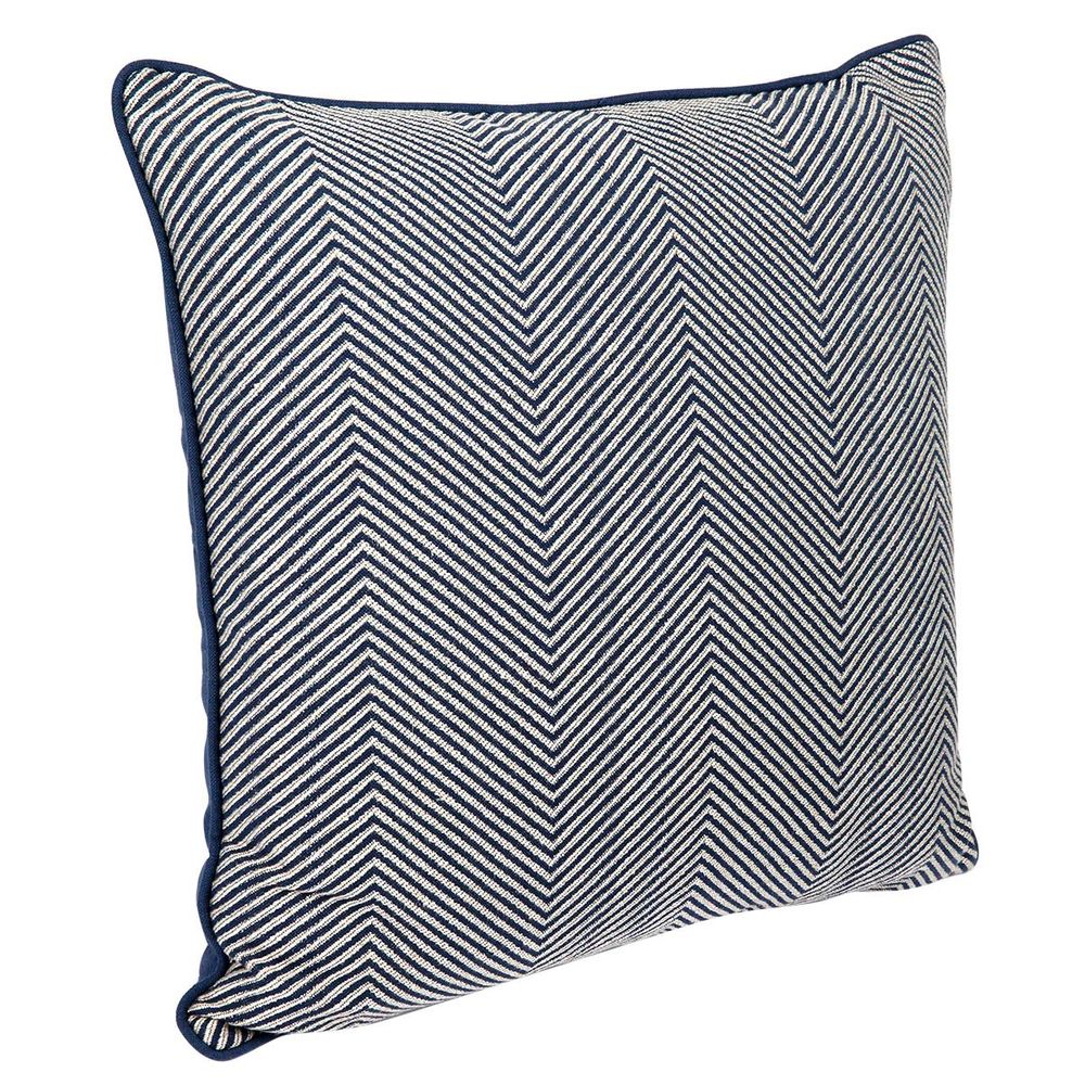 Candace Square Feather Cushion - Chevron Blue Linen