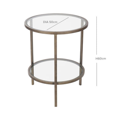 Palladium Glass and Brass Side  Table