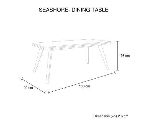 Dining Table 180cm Medium Size Solid Acacia Wooden Frame in Silver Brush Colour