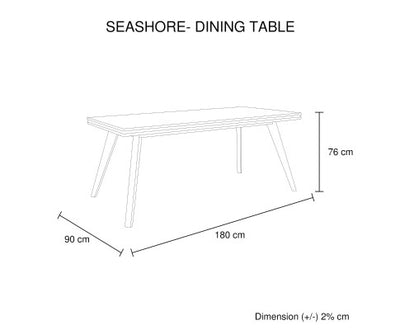 Dining Table 180cm Medium Size Solid Acacia Wooden Frame in Silver Brush Colour